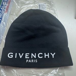 Givenchy Black Knit Beanie with White Logo